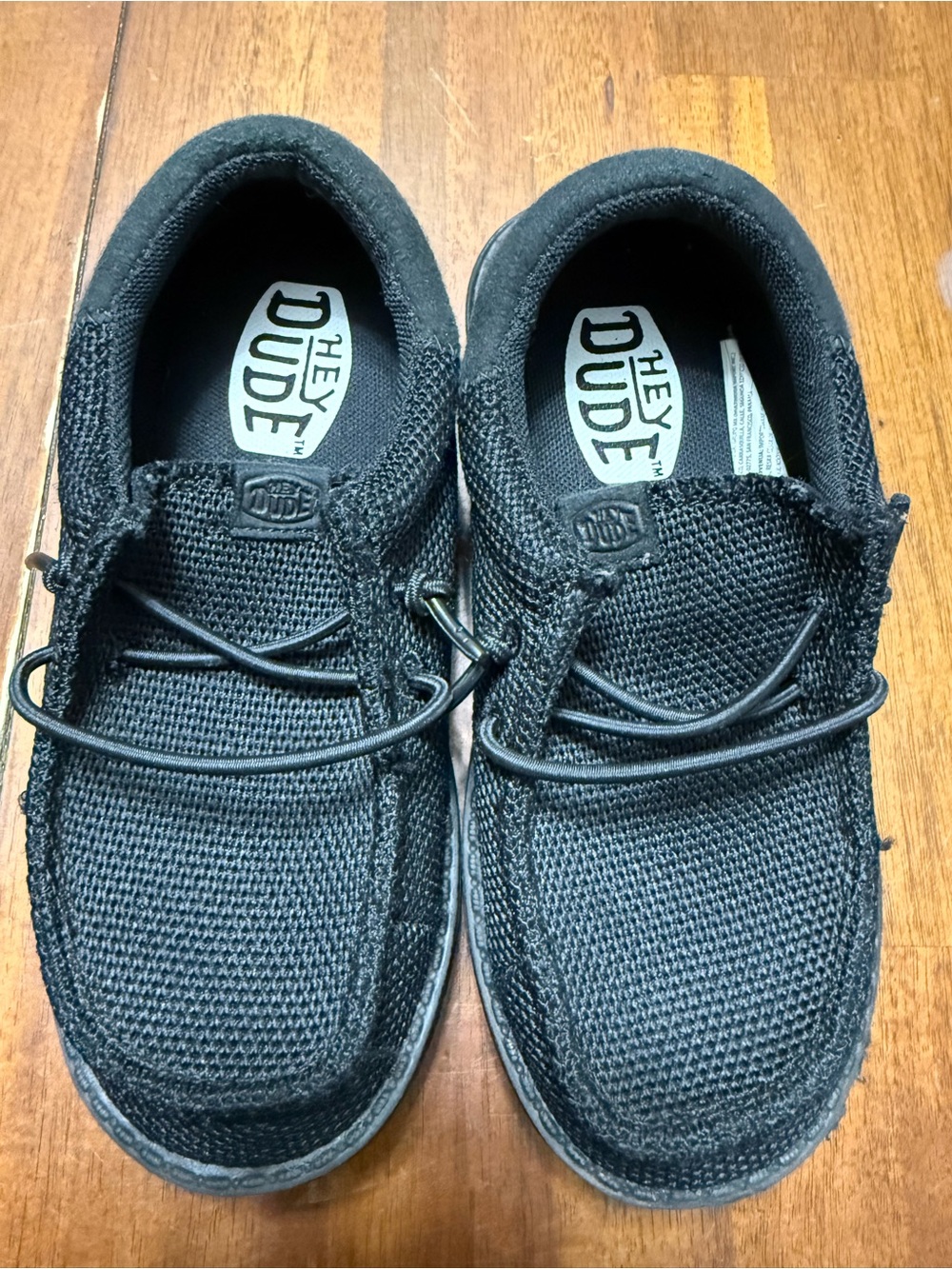 Hey Dude Black Knit Slip-On Sneakers for Kids with Elastic Laces